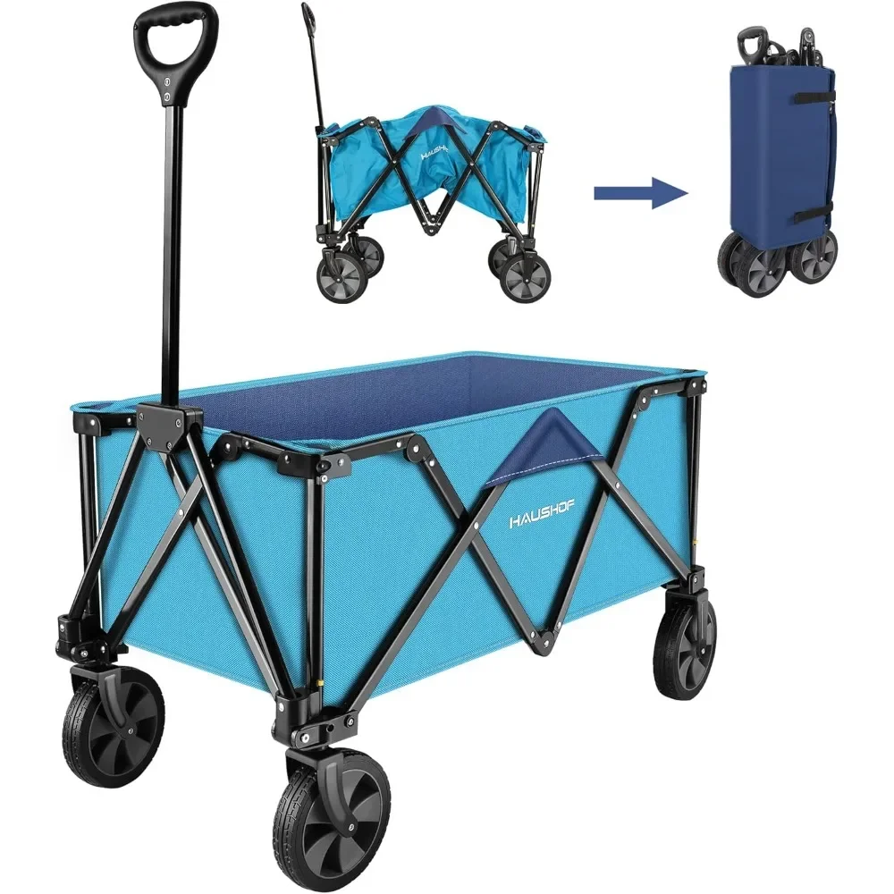 

Heavy Duty Collapsible Wagon, Folding Outdoor Utility Wagon, Camping Garden Beach Cart with Universal Quick Release Wheels