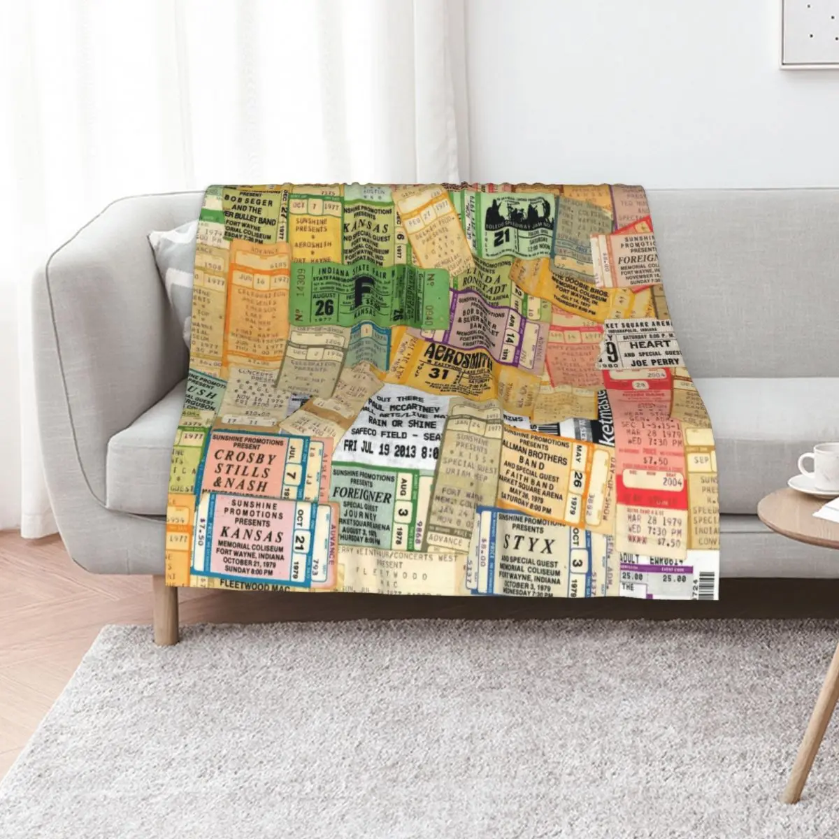 Concert Ticket Stubs Throw Blanket Winter beds Warm Flannels Nap valentine gift ideas Retros Blankets