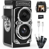 CHUZHAO Mini 1.54in Retro Digital Camera Portable Vintage Camera with 16GB 12MP Photos Autofocus 1080P FHD Video 1000mAh Battery