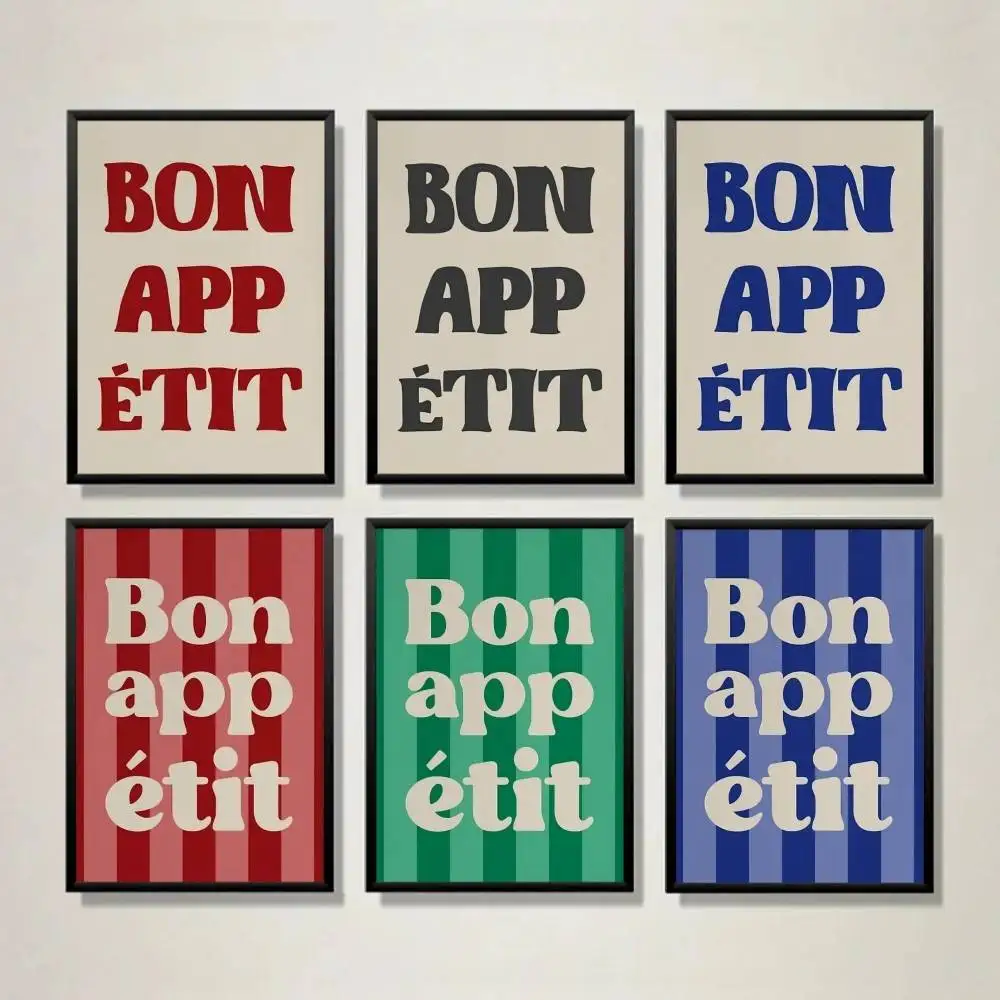 

Bon Appetit Art Poster French Minimalist Wall Decor French Quotes for Kitchen Dining Room Living Room Bedroom Home Office