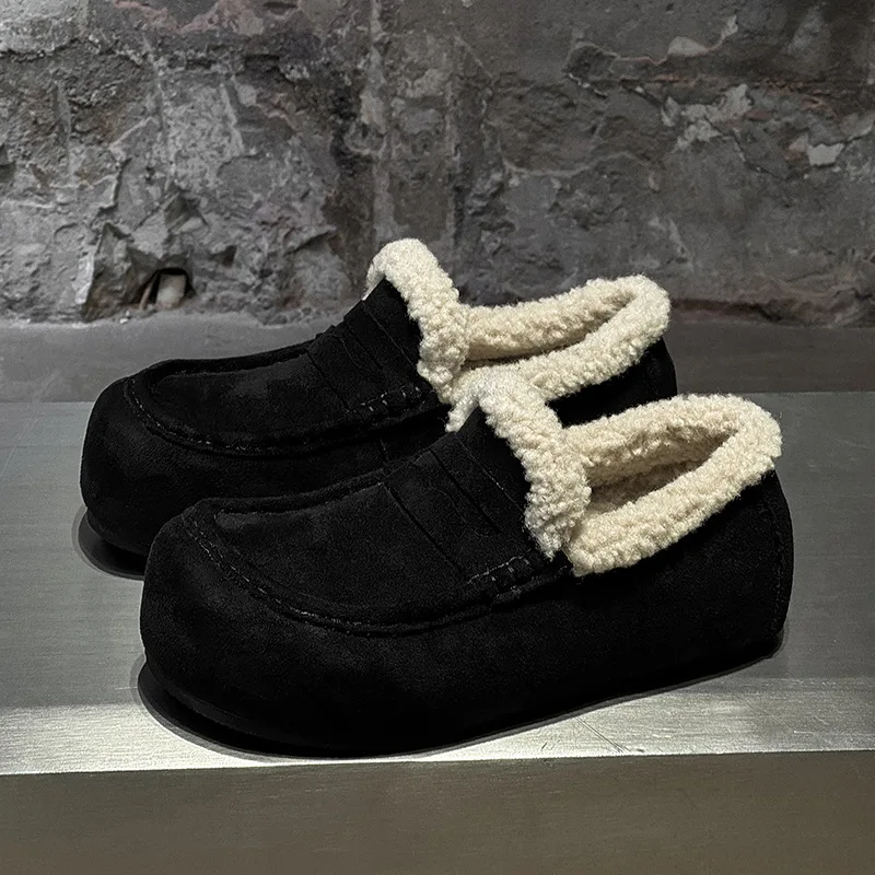 

New snow boots with fleece and comfortable one-pedal lazy fashion winter warm boots