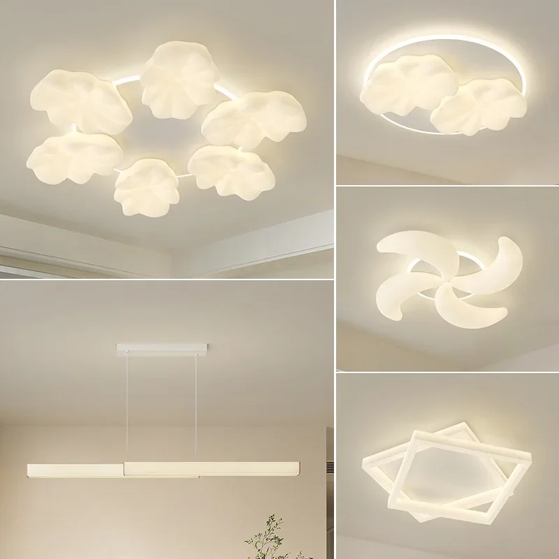 

GHJUYIOL Modern minimalist and atmospheric ceiling light, living room light, Nordic cream style flower eye protection bedroom li