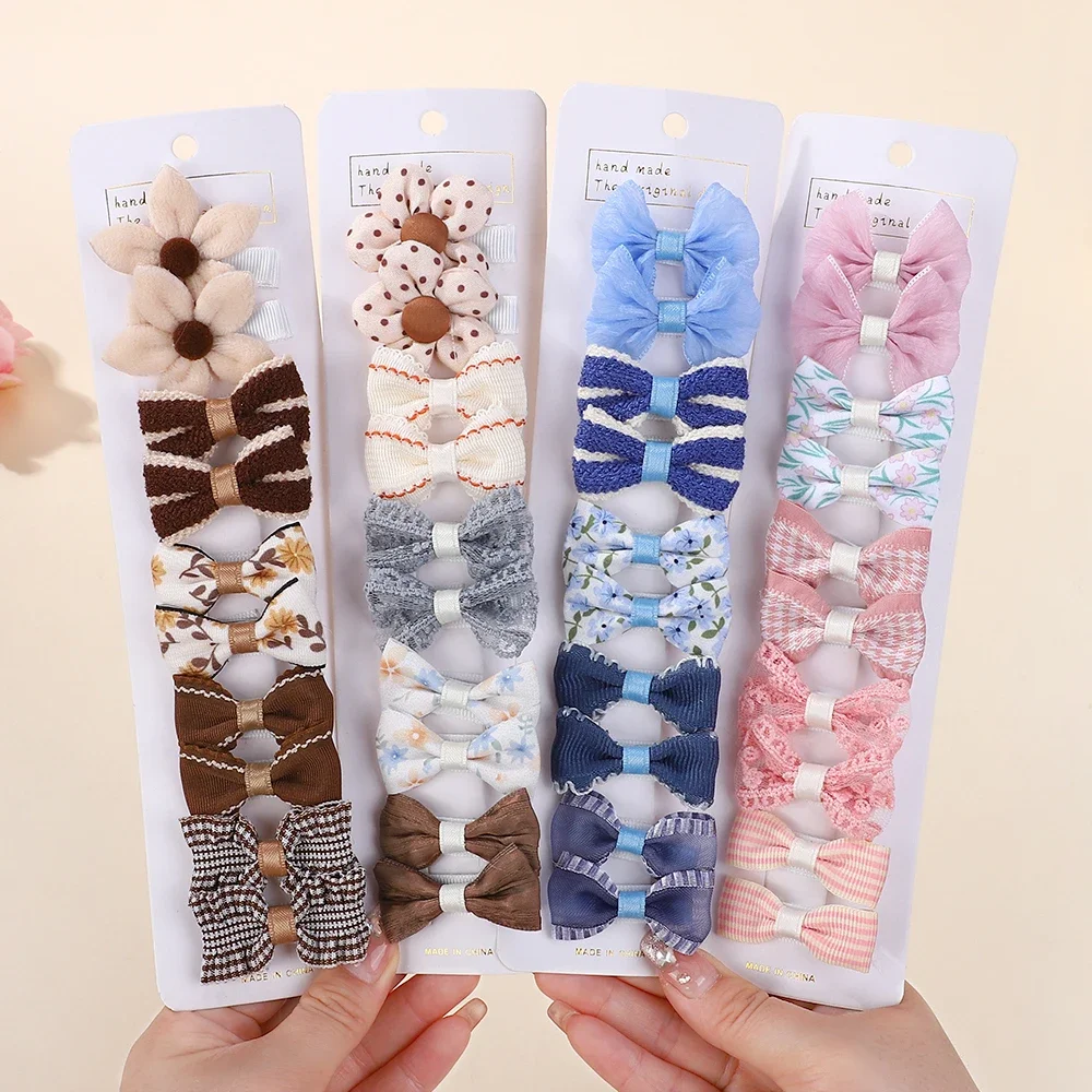 

LOVEKIKI 10Pcs/Set Girls Exquisite Handmade Cartoon Hair Clip Lovely Bowknot Cloth Hairgripes for Baby Toddler Hair Accessories