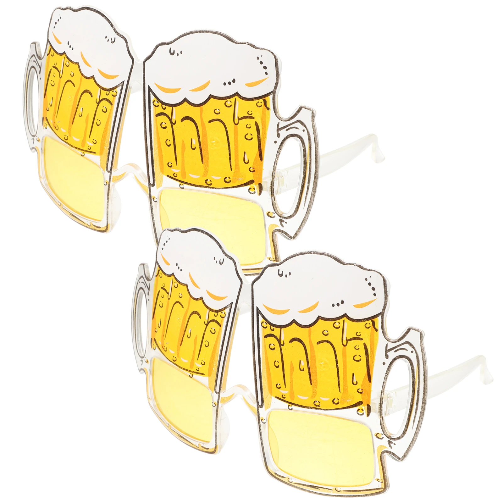 

2pcs Creative Beer Mug Eyeglasses Sturdy Flexible Legs Smooth Comfortable Overflow Design Funny Costume Party Stage Prop