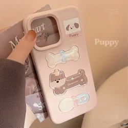 Funny puppy gift bone toy Gentle Pink Phone Case For iPhone 17 16 15 14 13 12 Pro Max Case Cute Cartoon luxury shockproof Cover