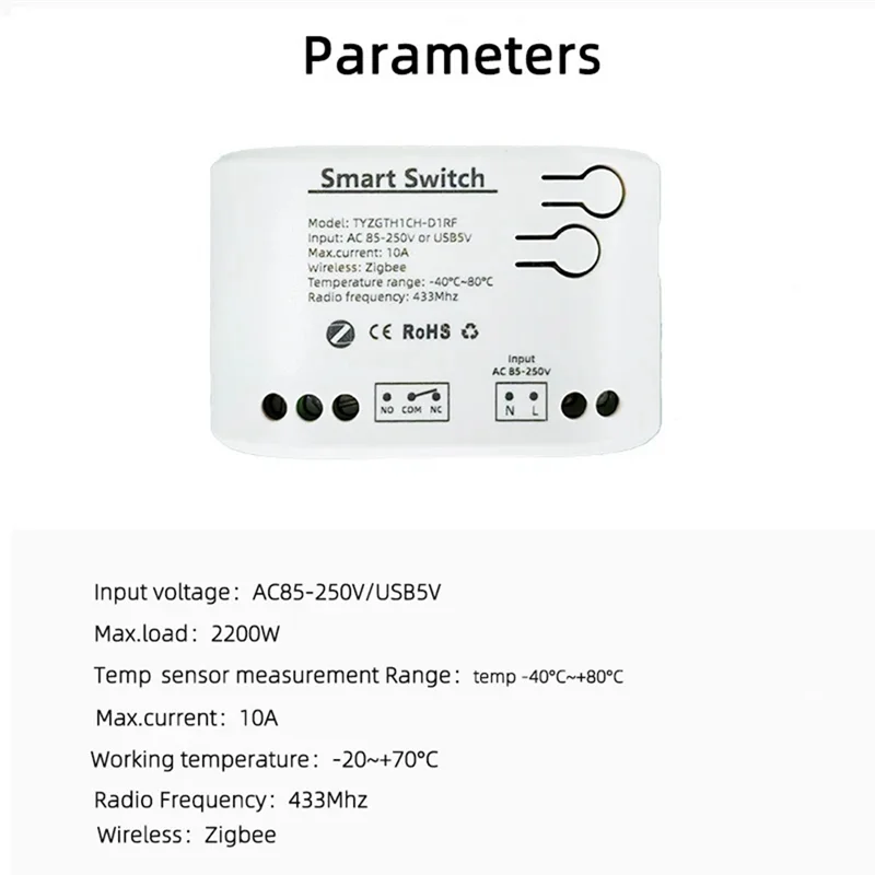 2025 Trend Tuya Smart Zigbee Switch With Temperature Sensor Passive Dry Contact Zigbee Relay Work With Home Assistant