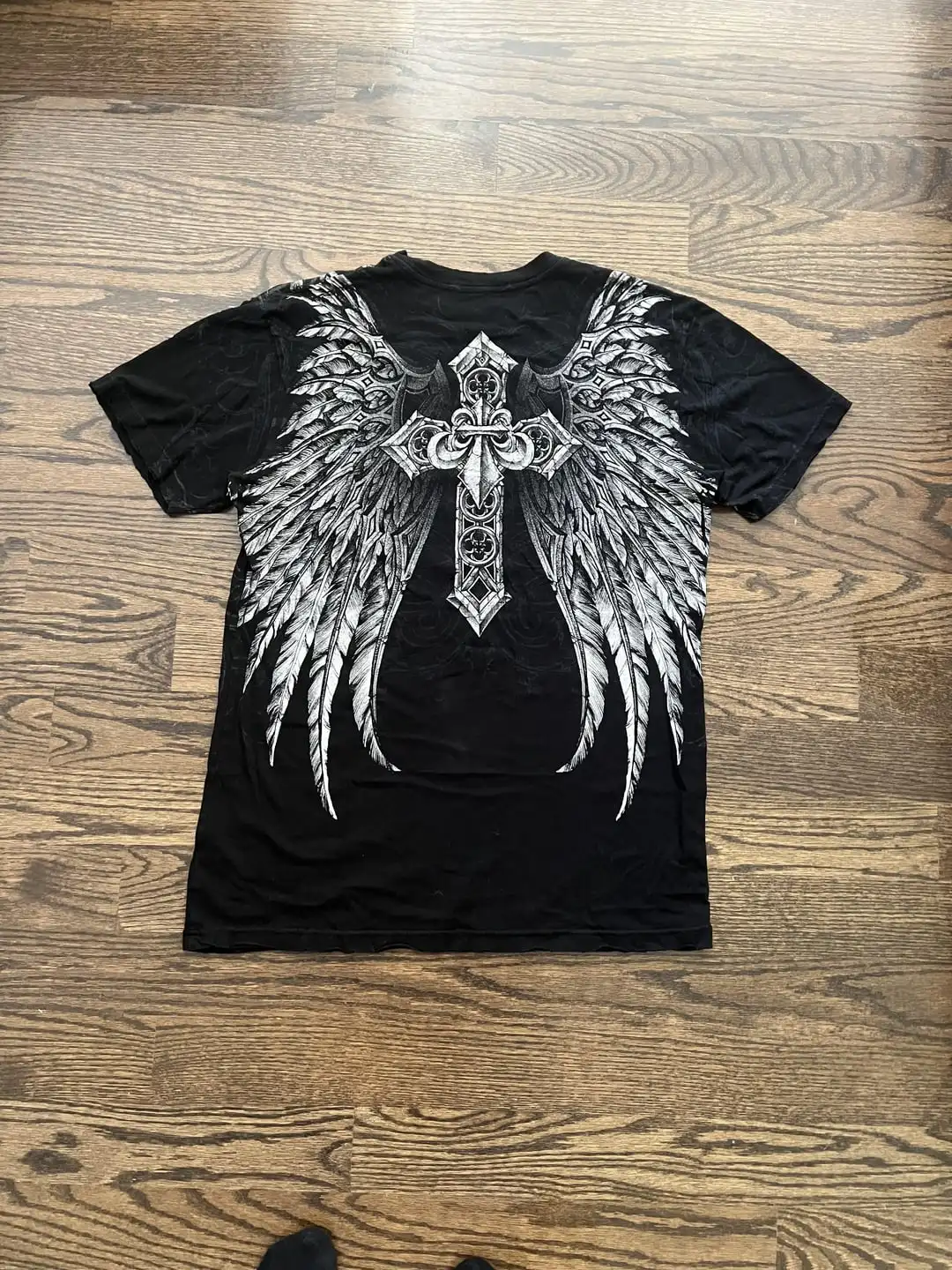 Wing Affliction Short Sleeves Man Y2K Harajuku Fashion Cross Printing Men Women T-shirt Gothic Streetwear Tops
