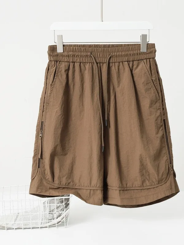 Colore caffè Qui Dry Abbigliamento da lavoro per esterni orts Pantaloni estivi da uomo larghi e versatili in seta di ghiaccio sottili a cinque quarti Spor Sle