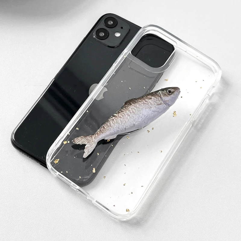 Soft Silicone Mobile Phone Cover, 3D, Salted Fish, Drip Gum, DIY,For  iPhone 13Pro Max, 14, 12, 11, 7, 8Plus, X, XR, XS Max