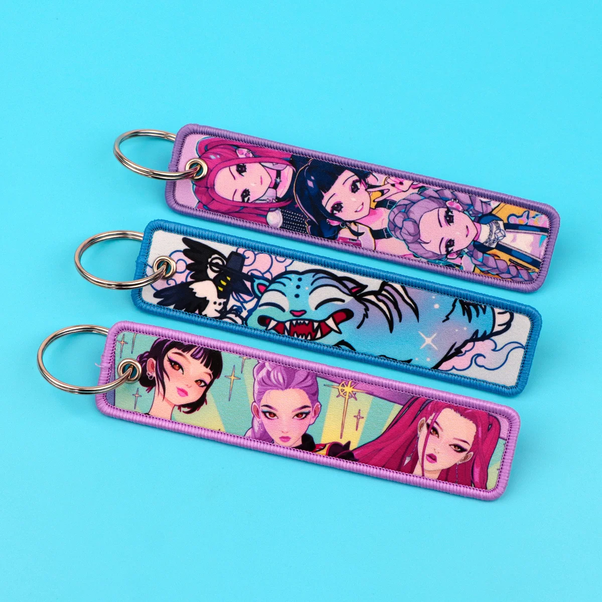 حلقة مفاتيح مطرزة للفتيات الجميلات وحوش زرقاء للدراجات النارية والسيارات وحقيبة الظهر وإكسسوارات سلسلة المفاتيح وهدايا عصرية للأصدقاء #5