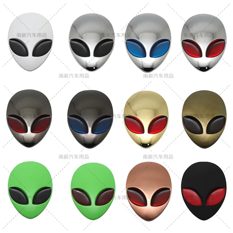 

3D Metal Alienware Badge Alien Head Logo Modified Emblem Motorcycle Auto Bike Decoration Car Side Fender Body Sticker Styling