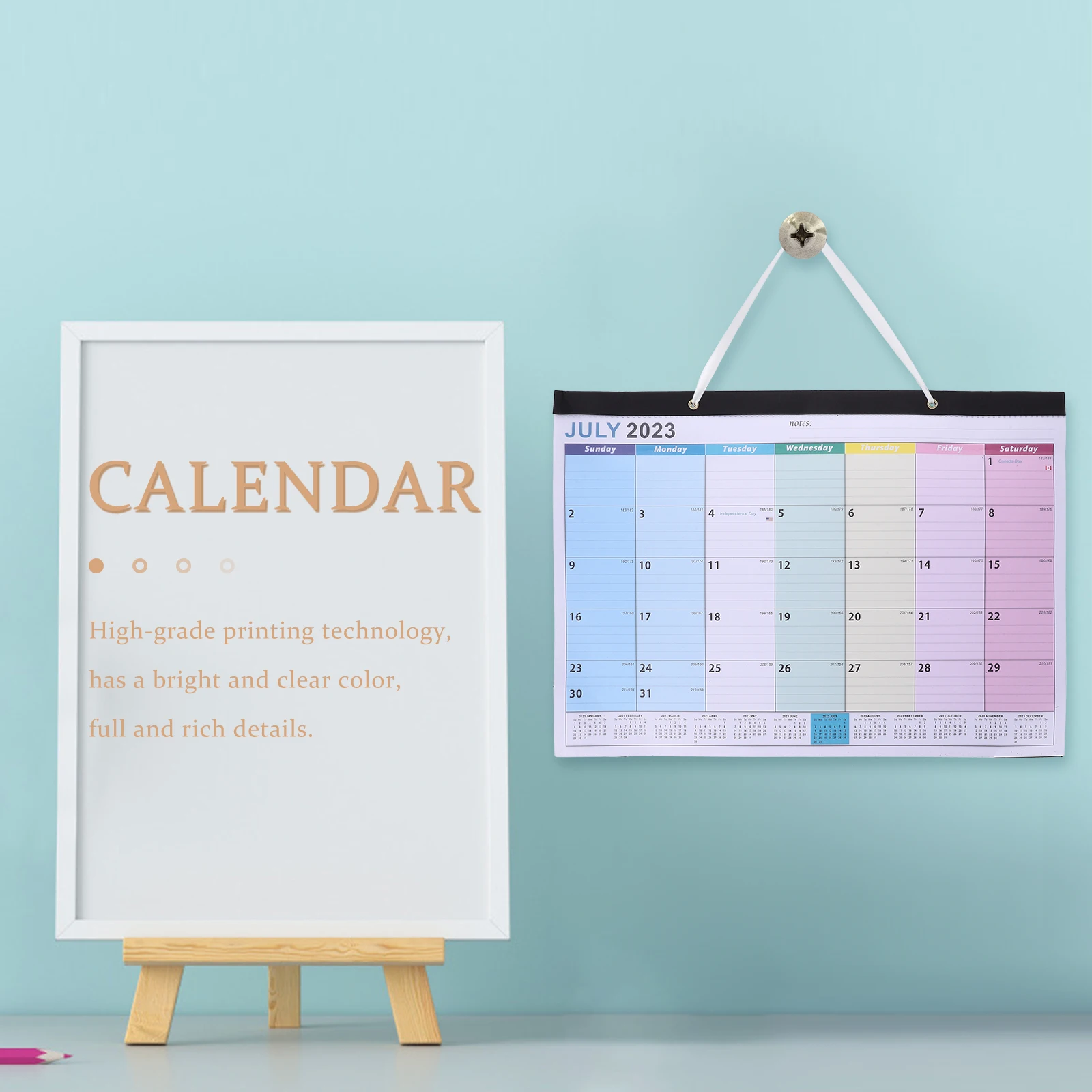 

European Style Wall Hanging Calendar Monthly Desk Planners Paper Safe Materials