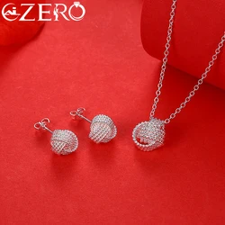 Hot trend 925 Sterling Silver Pretty ball necklace stud earrings for woman Jewelry sets Fashion Party wedding accessories gifts