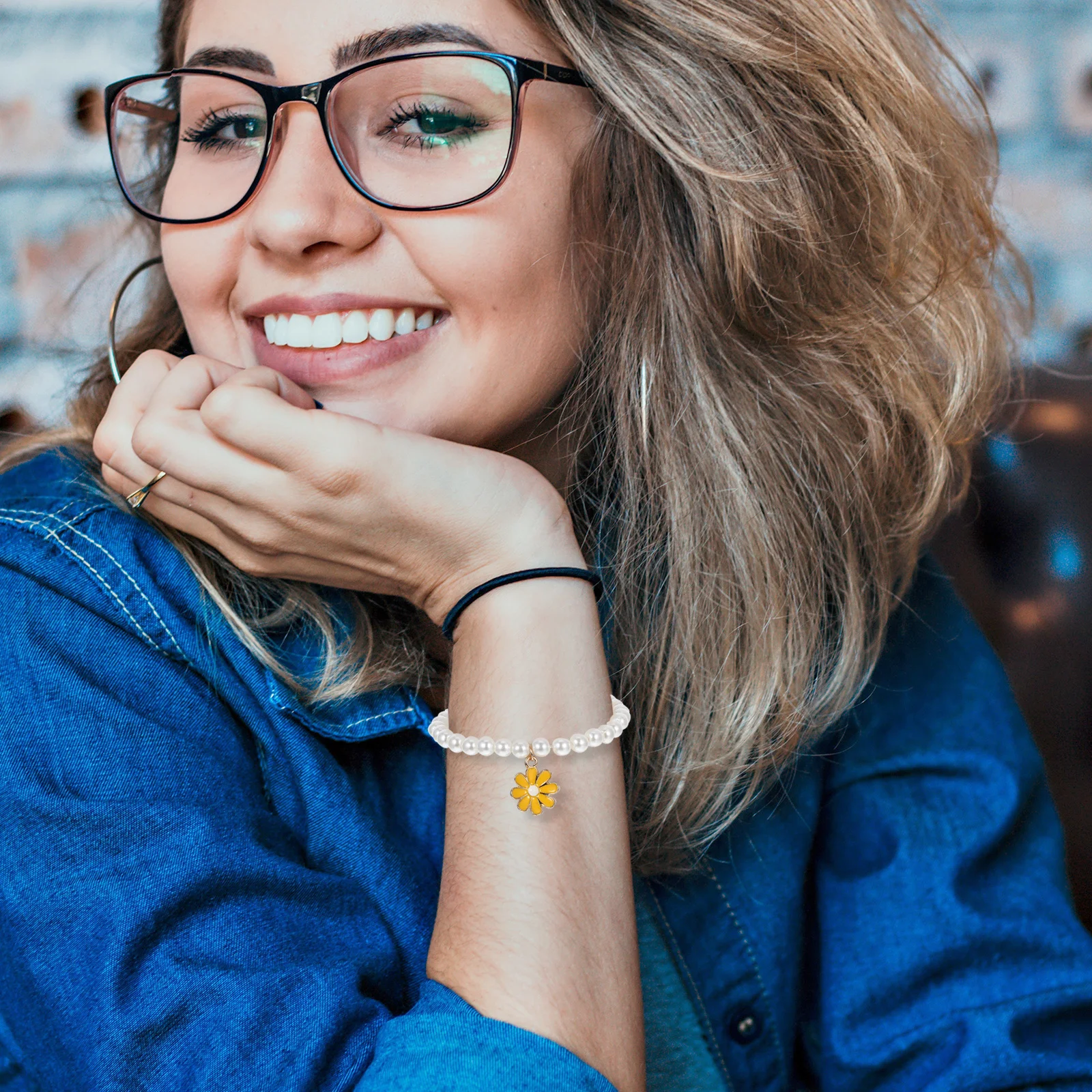 

3Pcs Pearl Flower Bracelets Stackable Summer Wrist Jewelry Beaded Pendant Bracelets for Girls Women Kids Gift