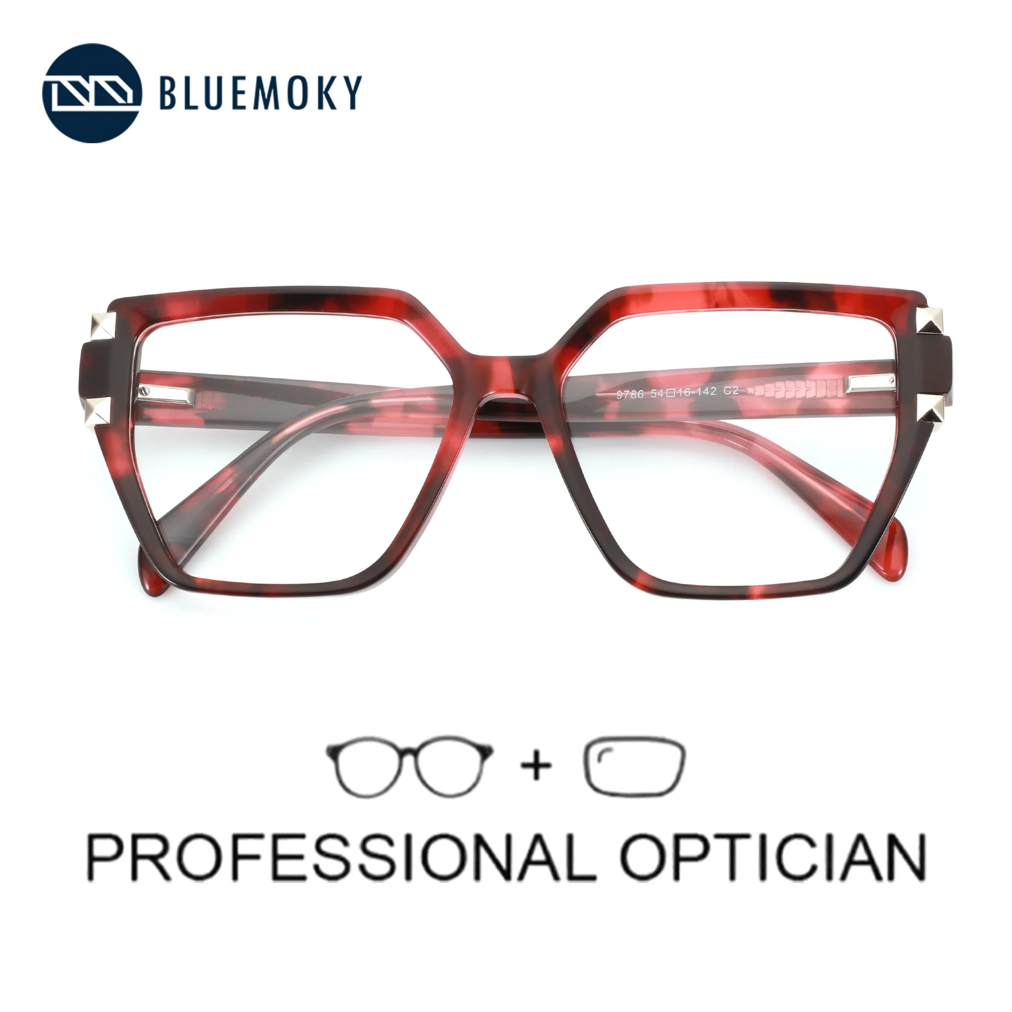 

BLUEMOKY（M Size）Popular Design Prescription Glasses For Woman Hexagon Acetate Progressive/Anti Blue Light Myopia Optical Eyewear