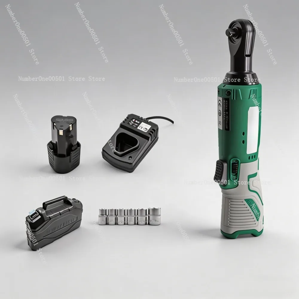 

90 Degree Angle Cordless Ratchet Wrench 1/4 Inch Quick Charge Lithium Electric Tool Kit with Battery. LBW095.