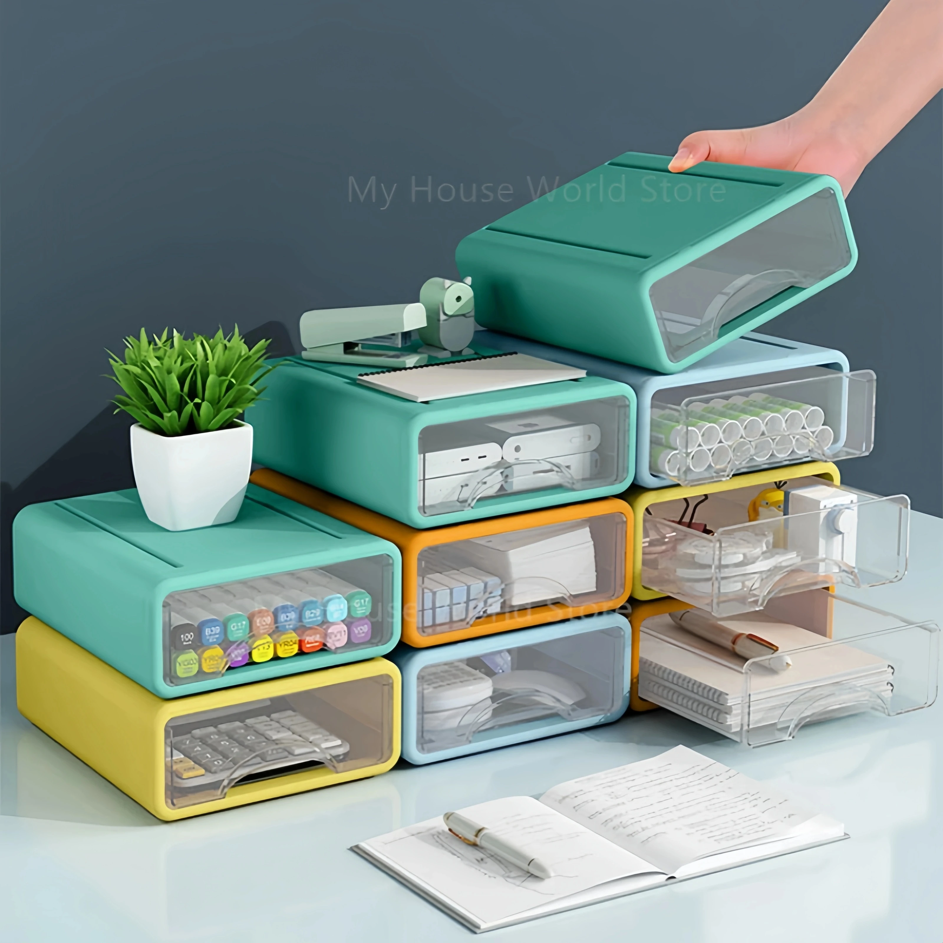 1/3 Tier Desktop Storage Box Large Capacity Stationery Office Desk Drawer Cosmetics Miscellaneous Storage Rack Desk Organizer