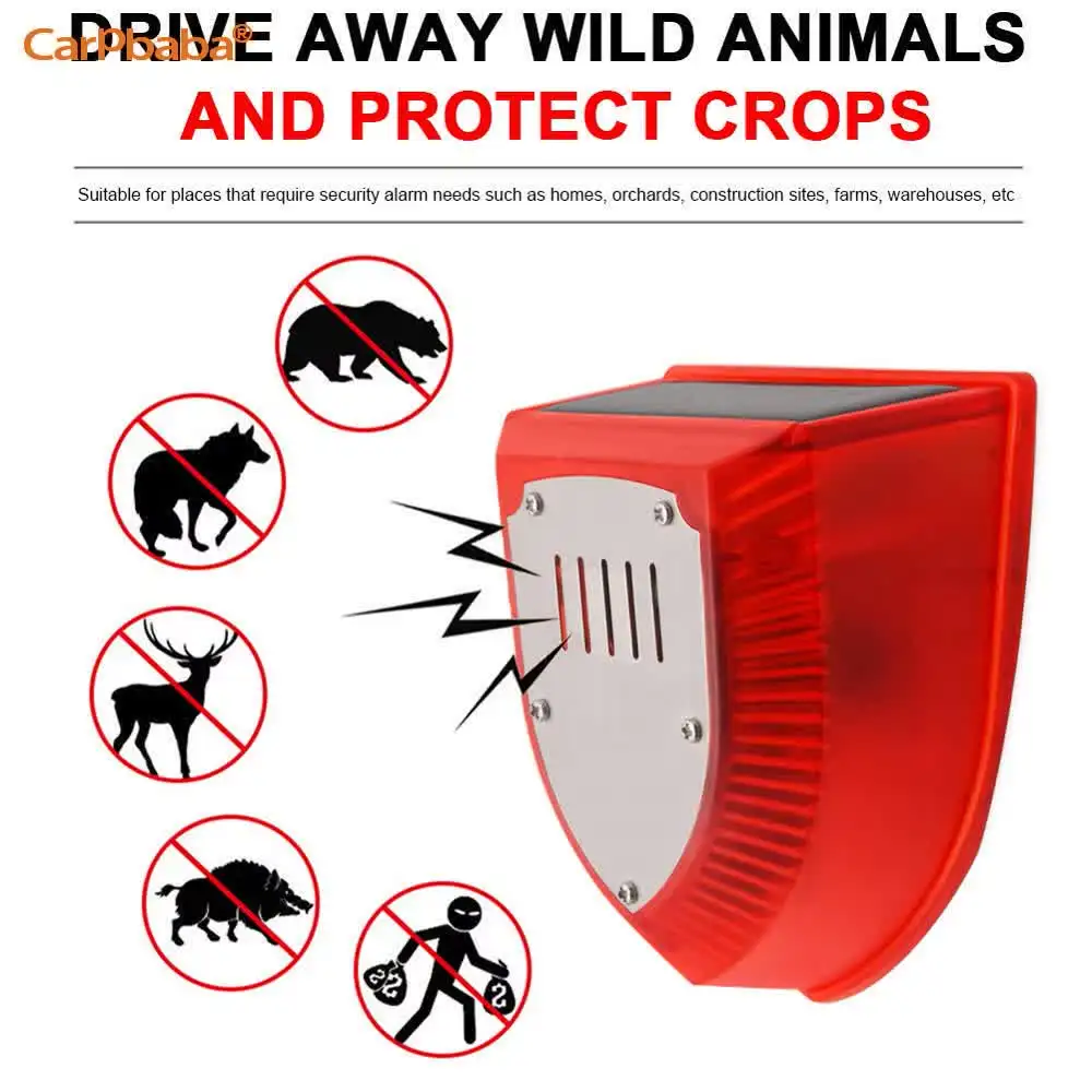 Solar Alarm Animal Repellent Anti-wild Boar Drive Professional Alarmanti-theft Flashing Remote Control Siren Sensor Alarm Light