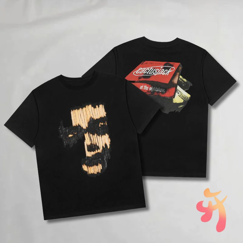 

Футболки с граффити и портретным принтом кактуса Джека, уличные хип-хоп черные футболки с короткими рукавами для мужчин и женщин, повседневные дышащие хлопковые топы с круглым вырезом