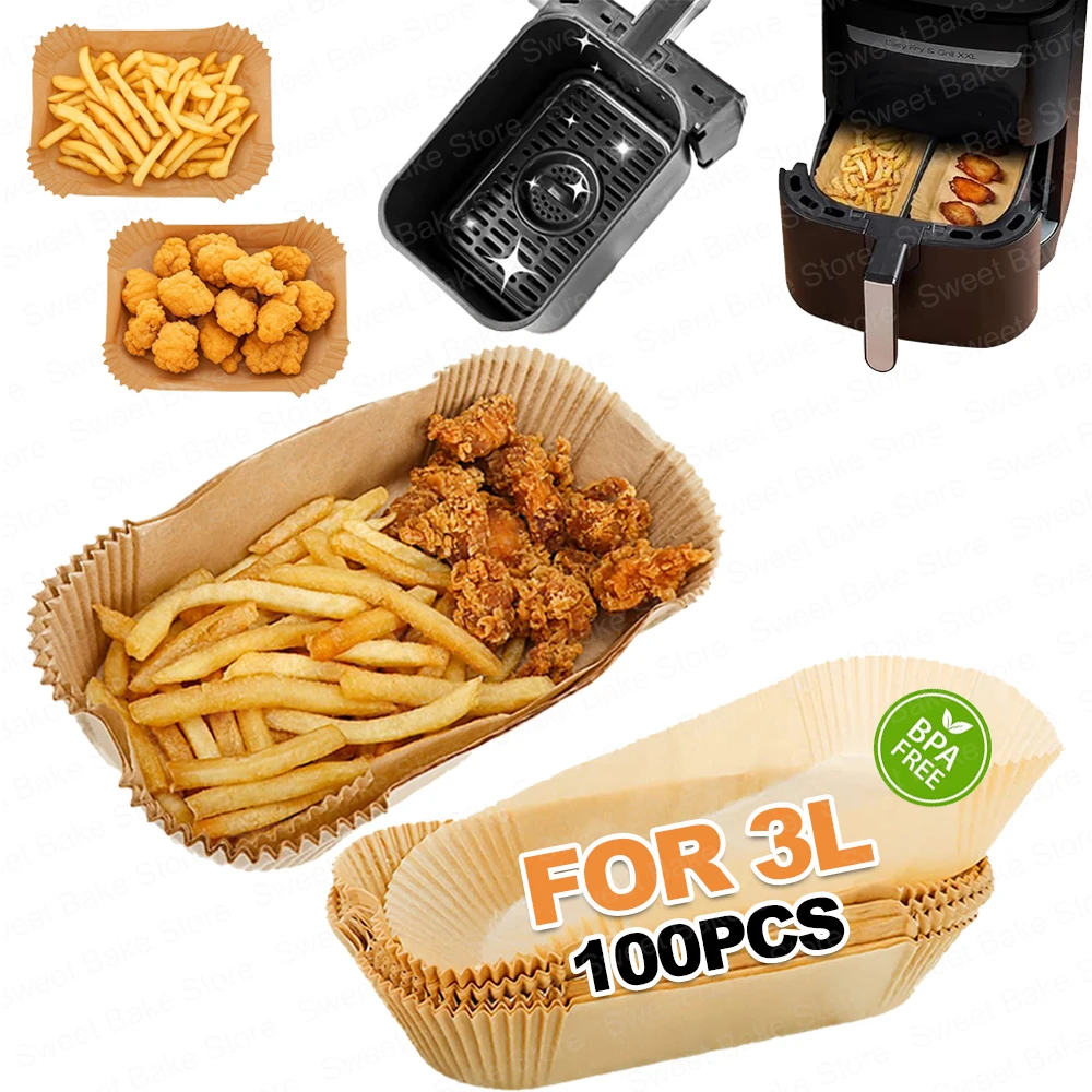 Одноразовый лоток из пергаментной бумаги для фритюрницы 22x11 см, совместимый с цифровой двойной аэрофритюрницей Tefal Easy Fry XXL, 2 в 1, ящик 3,25 л