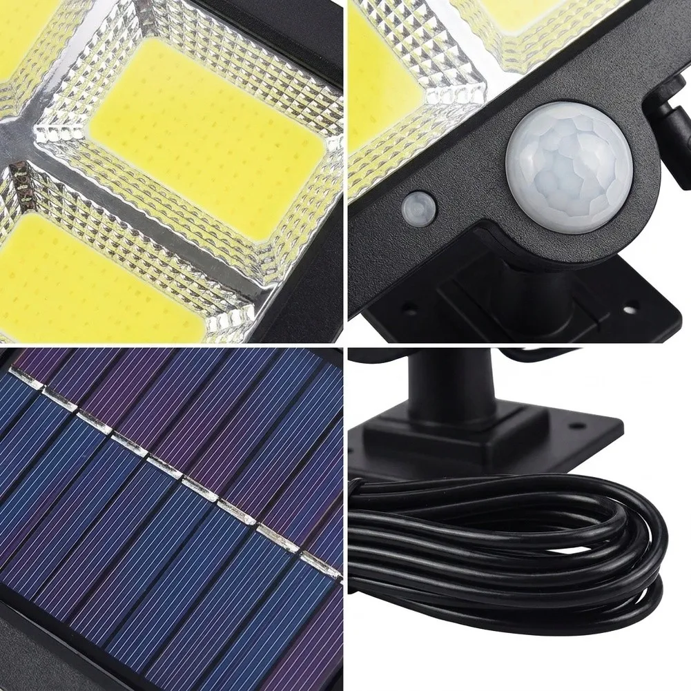 4-cell 128COB Solar-powered Sensor Wall Light For Outdoor Patios And Gardens Adjustable Angles & Wide Detection Range