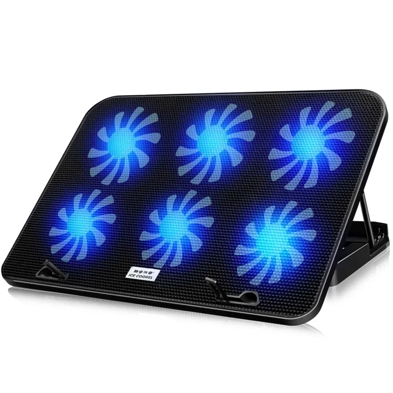 A9 Gaming RGB 15.6 inch Laptop Cooler 2 USB Ports 6 Fan Gaming Led Light Notebook Cooler For 13-18 Inch Stand For Laptop Macbook