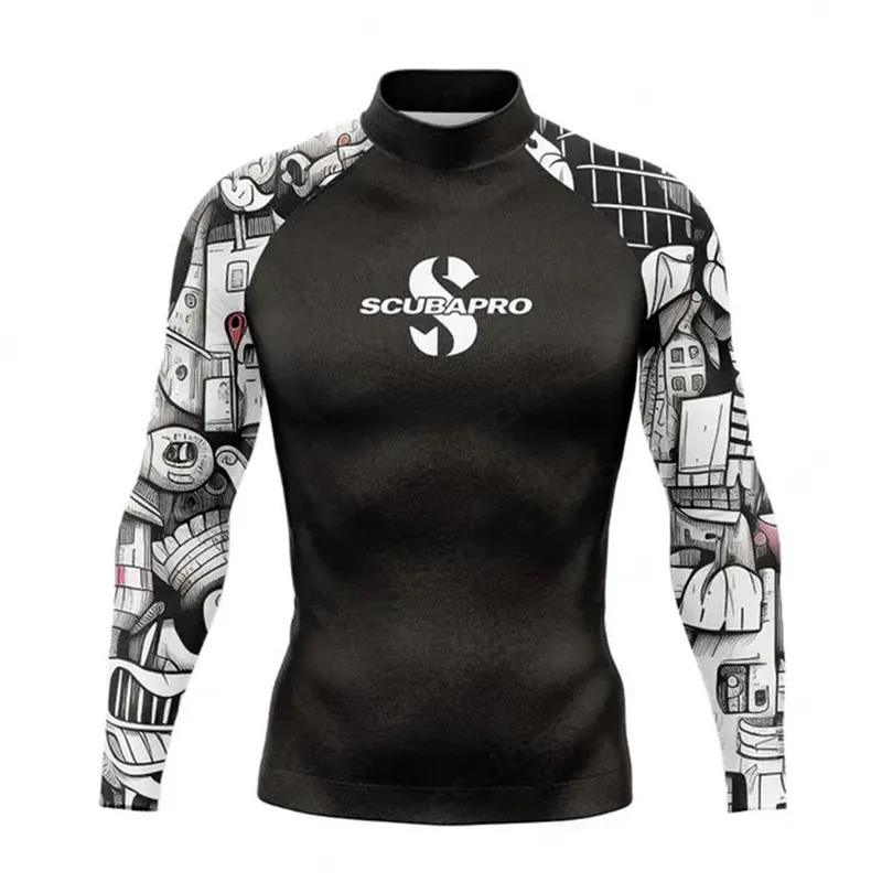 Traje de baño de manga corta para hombre, traje de baño con protección UV, camiseta de natación, ropa de Surf