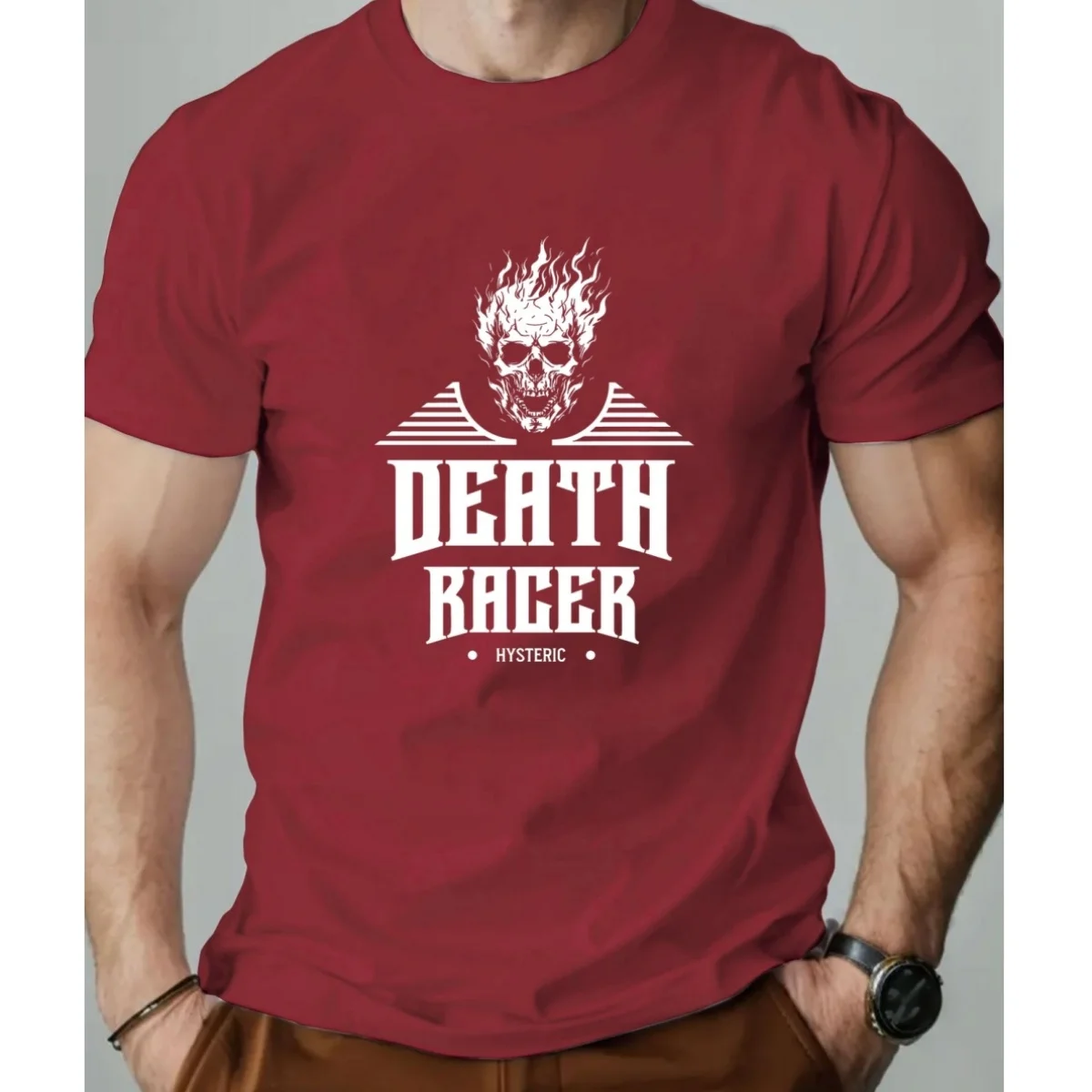 

2025 Fashion DEATH RACER Skull Pattern 3D Printed O-Neck Men's T-shirt Funny Casual Graphic Tee Summer Breathable Round Neck Top