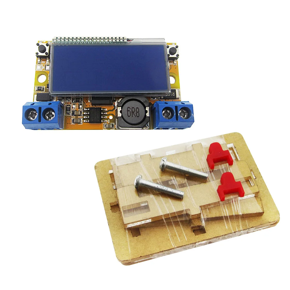 5set Diy kit DC-DC adjustable step-down Regulated power supply module Belt voltmeter ammeter Dual Display With Acrylic Case