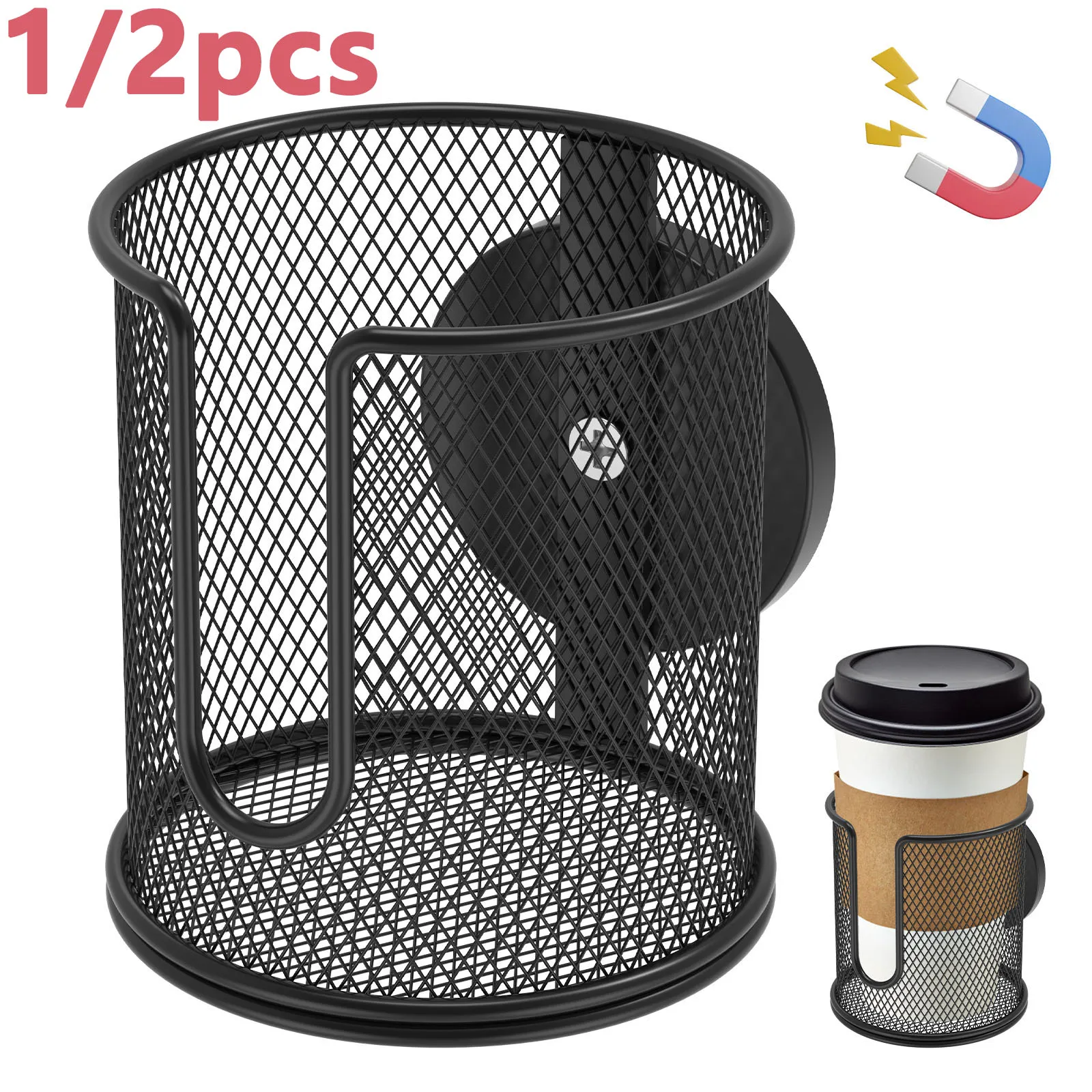 Portavasos Magnético Resistente para Auto, Metal, Completamente Cubierto, Anti-Caídas, con Imán Super N38 para Tractor, Cortadora de Césped, Refrigerador (1/2 Piezas)