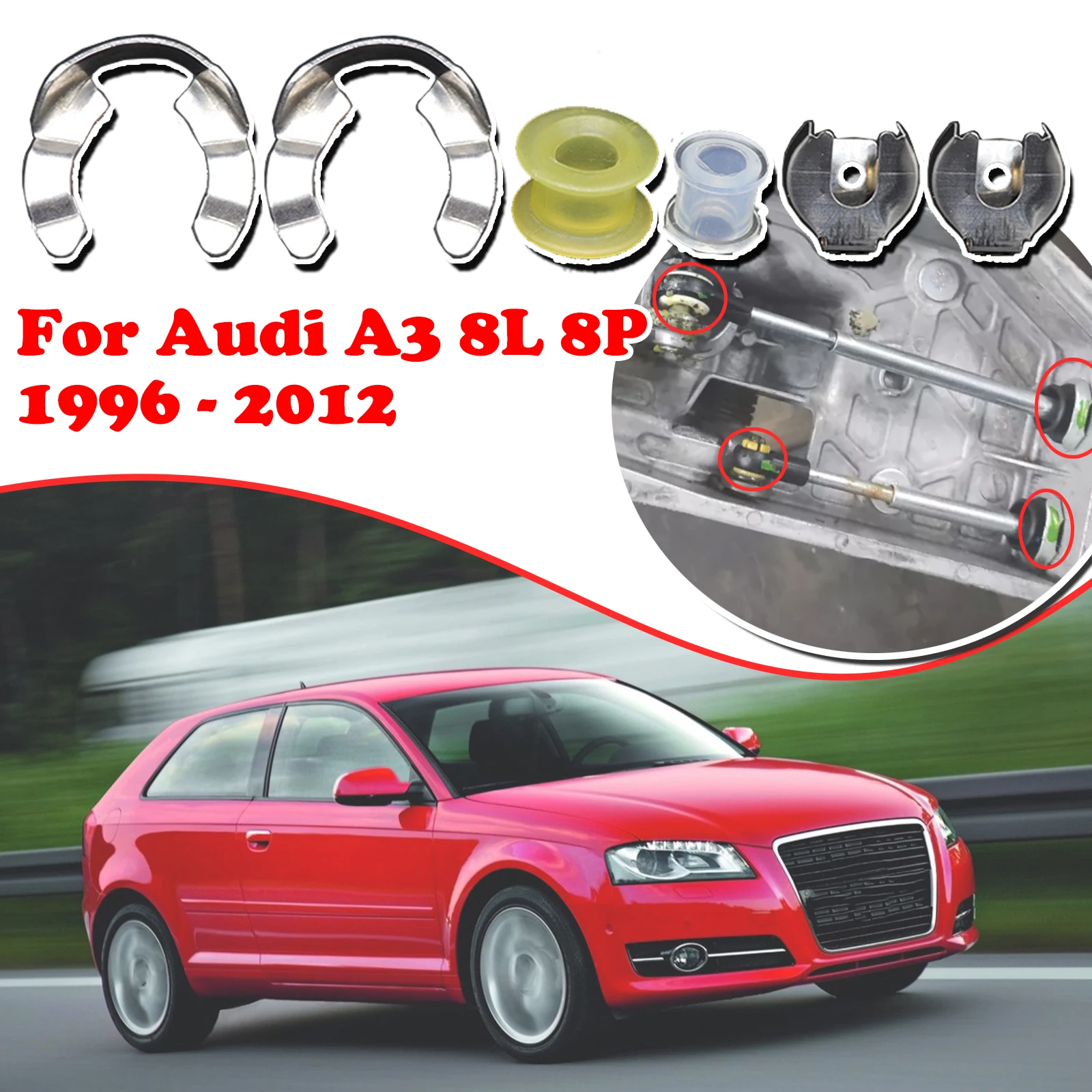 

Manual Gear shift Cable For Audi A3 8L 8P 1996-2012 Gearbox Control Bushing Lock Washer Gear Shifter Linkage End Rod Replacement