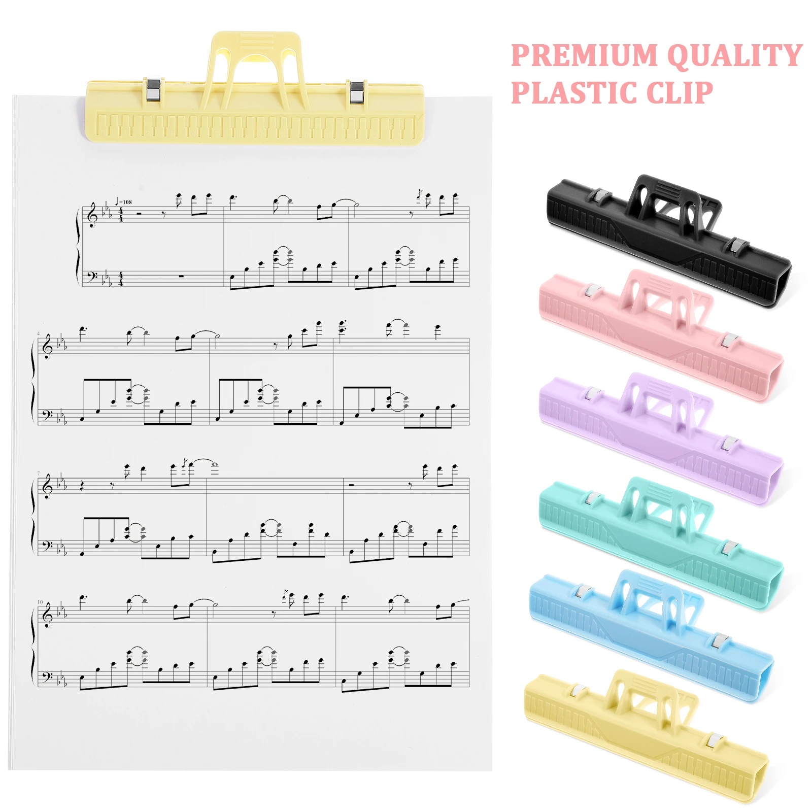 

6 pcs Sheet Music Clip Organizers Sturdy ABS Material Book Page Holder Folder Clips for Reading Piano Score Suitable Students