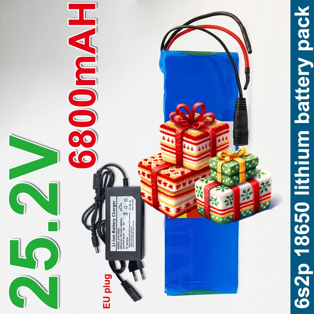 

25.2V 6800mAh 18650 lithium 6S2P battery pack with 20A BMS, suitable for electric motorcycle 24V camping equipment