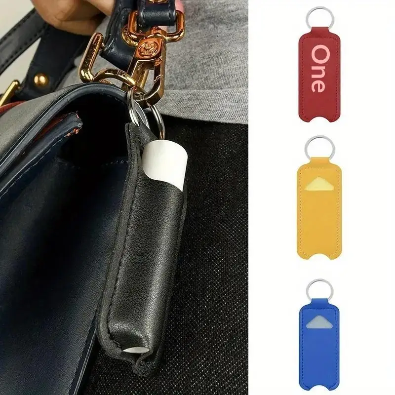 Pu Leather Chapstick Pouch Keys Ring Lipstick Lip Gloss Bag Keychain Holder Portable Lip Balm Bottle Packaging Cover Key Ring view 3