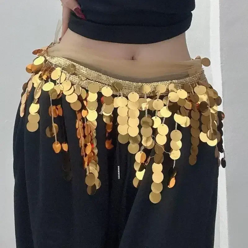 Moda paillettes nappe catena in vita per donne ragazze danza del ventre danza jazz cintura hip hop accessori in vita