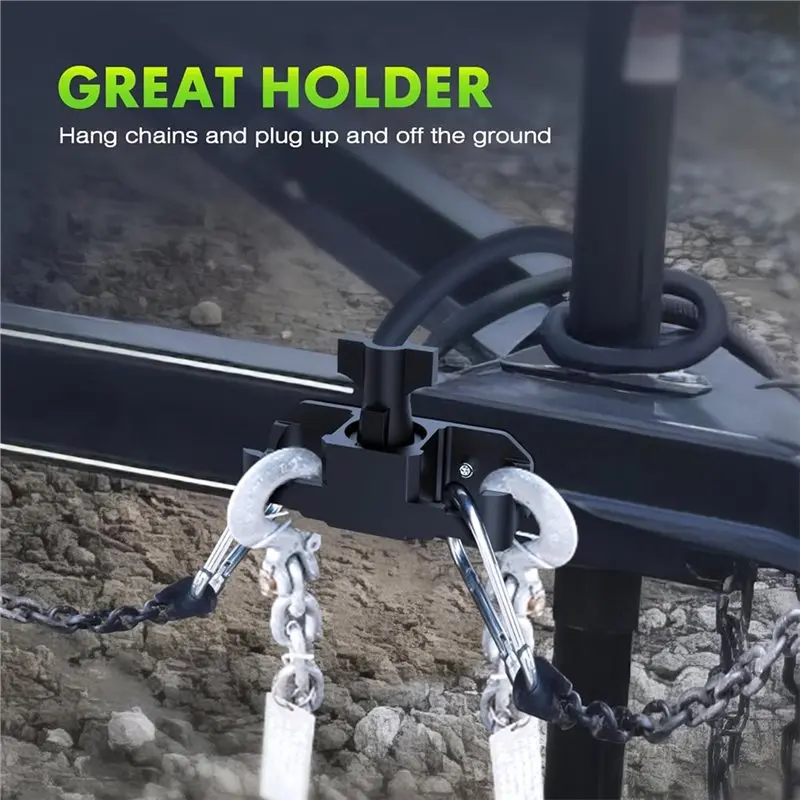 A48P-Towing Organizer Trailer Chain Holder Aluminum 7 Way Pin Trailer Plug Holder Cover Heavy Duty For Travel Trailer RV