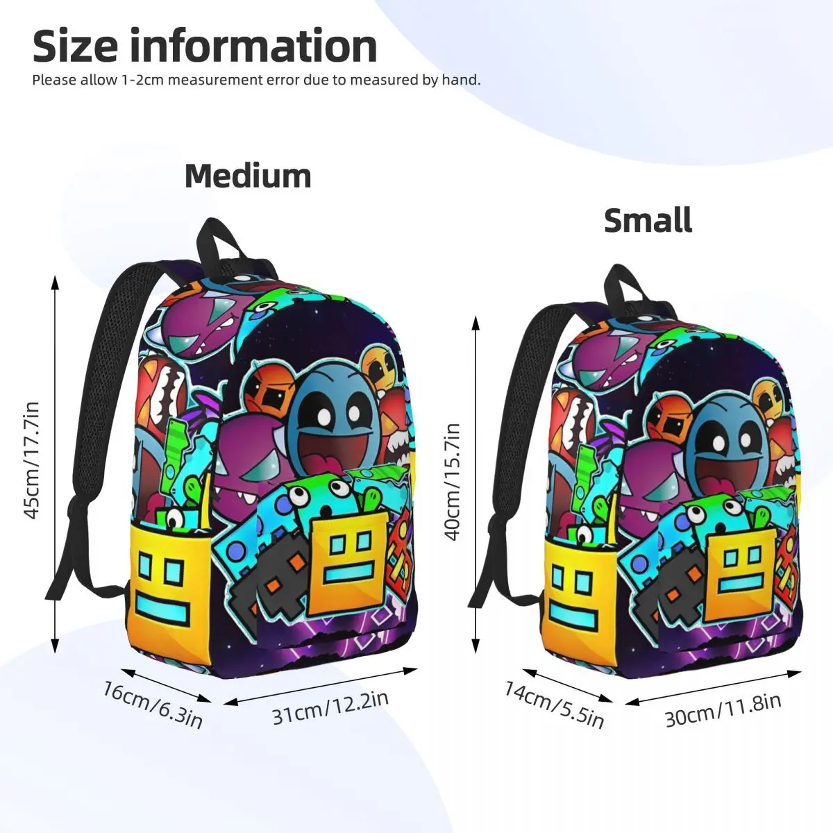 Geometry Cube Gaming Dash for Teens Student School Bookbag Daypack Middle High College Gift