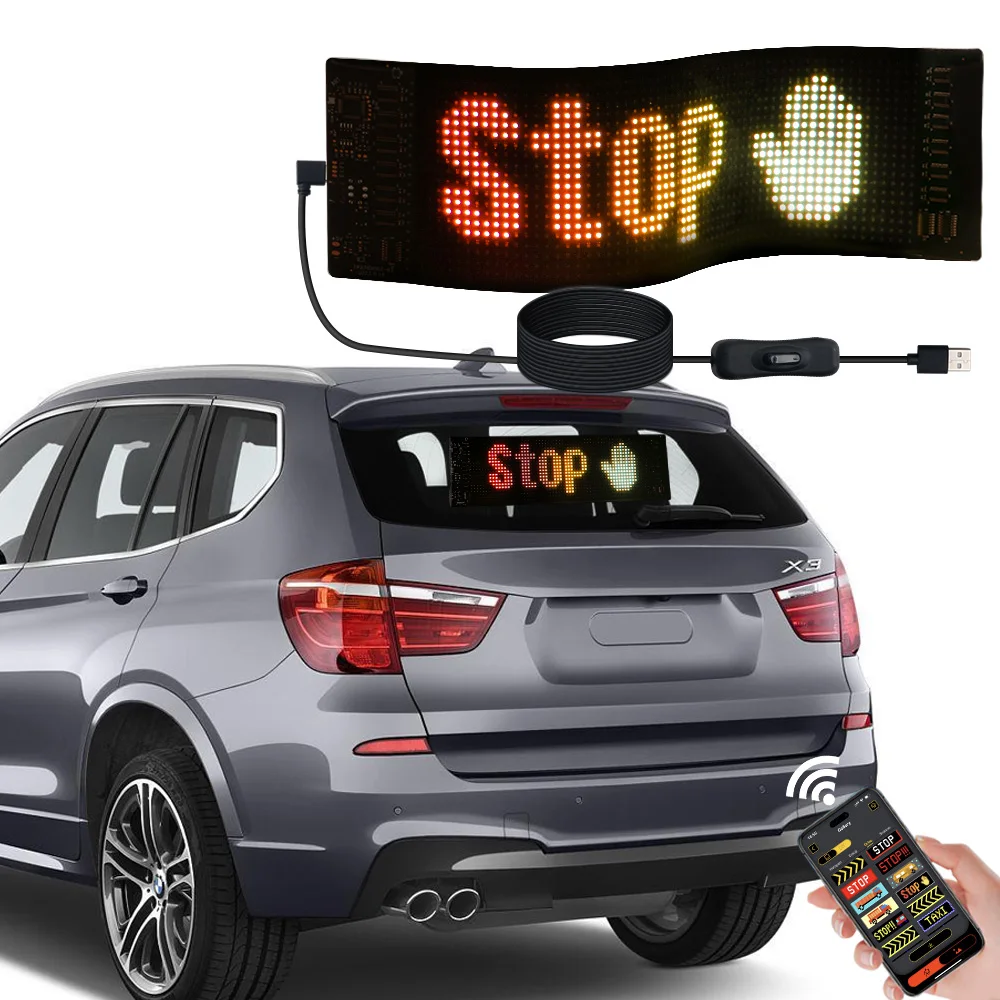 LED Matrix Pixel Panel Bluetooth APP USB Flexible Addressable RGB Pattern Graffiti Scrolling Car Window Text Animation Display