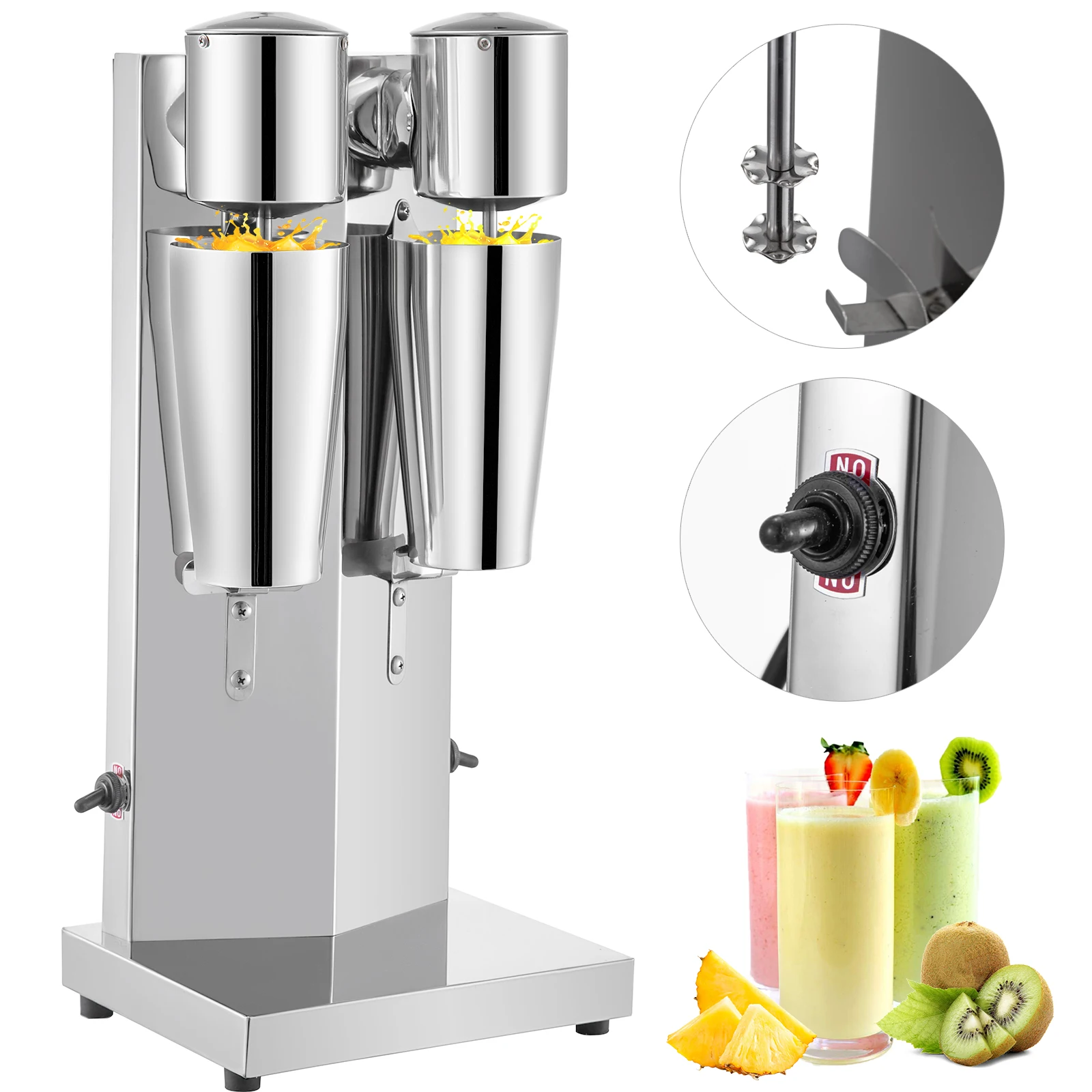 VEVOR Milk Shake Machine 800ML Commercial Auto Double Cups Milkshaker Stainless Steel Shaking Maker Bubble Boba Tea Drink Mixer