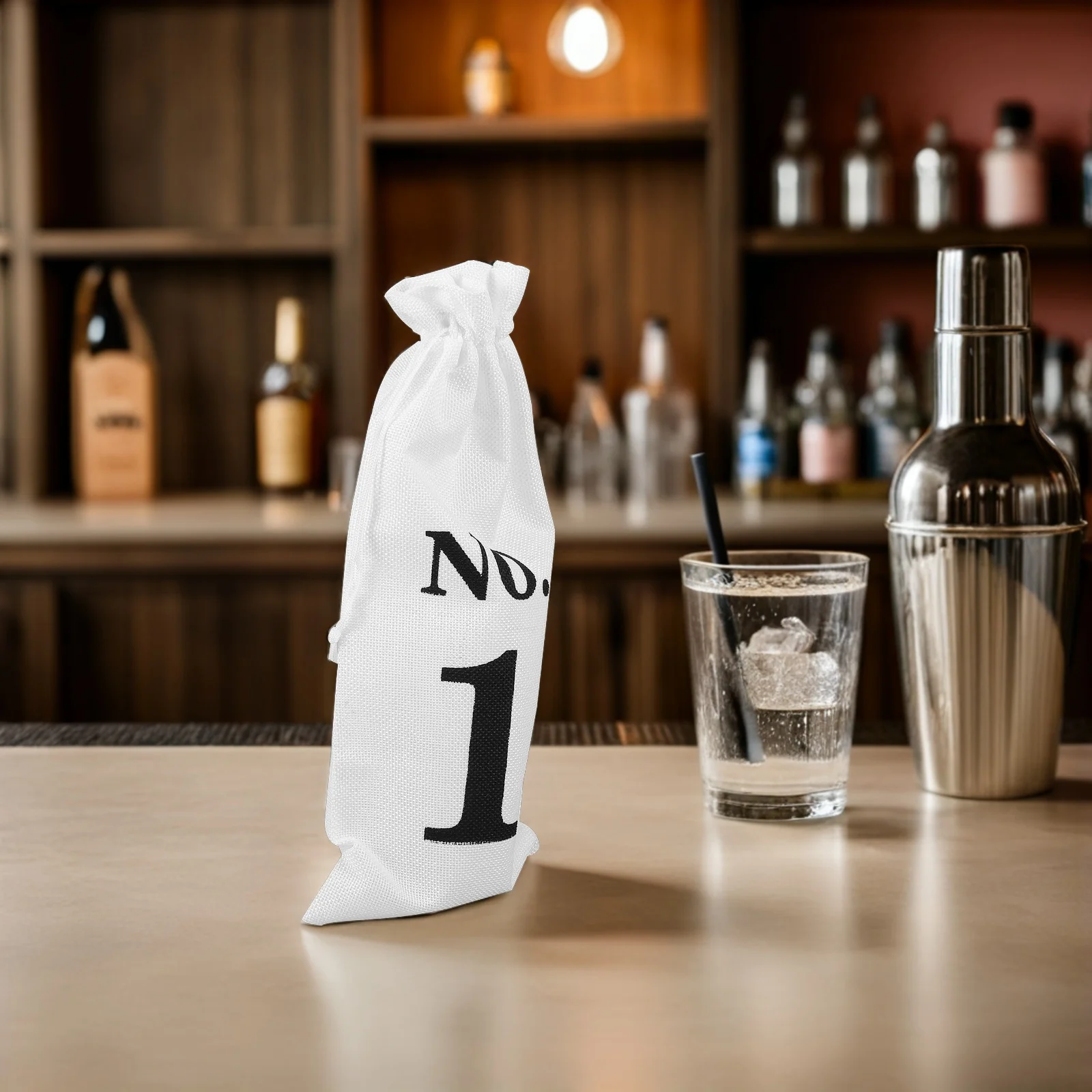 

Blind Tasting Bag Birthday Bottle Bags Drawstring White Imitation Linen Travel