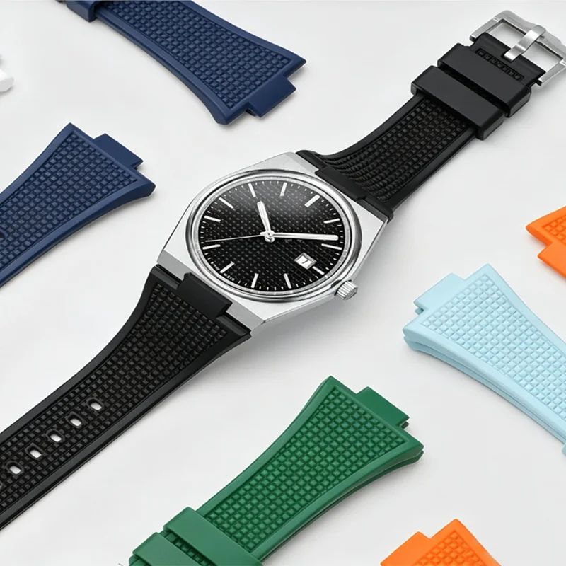 Fit Super Player Tissot PRX Series Watchband Liquid Silicone Rubber Convex Mouth Watch Strap 12*26mm Modified Replacement Straps