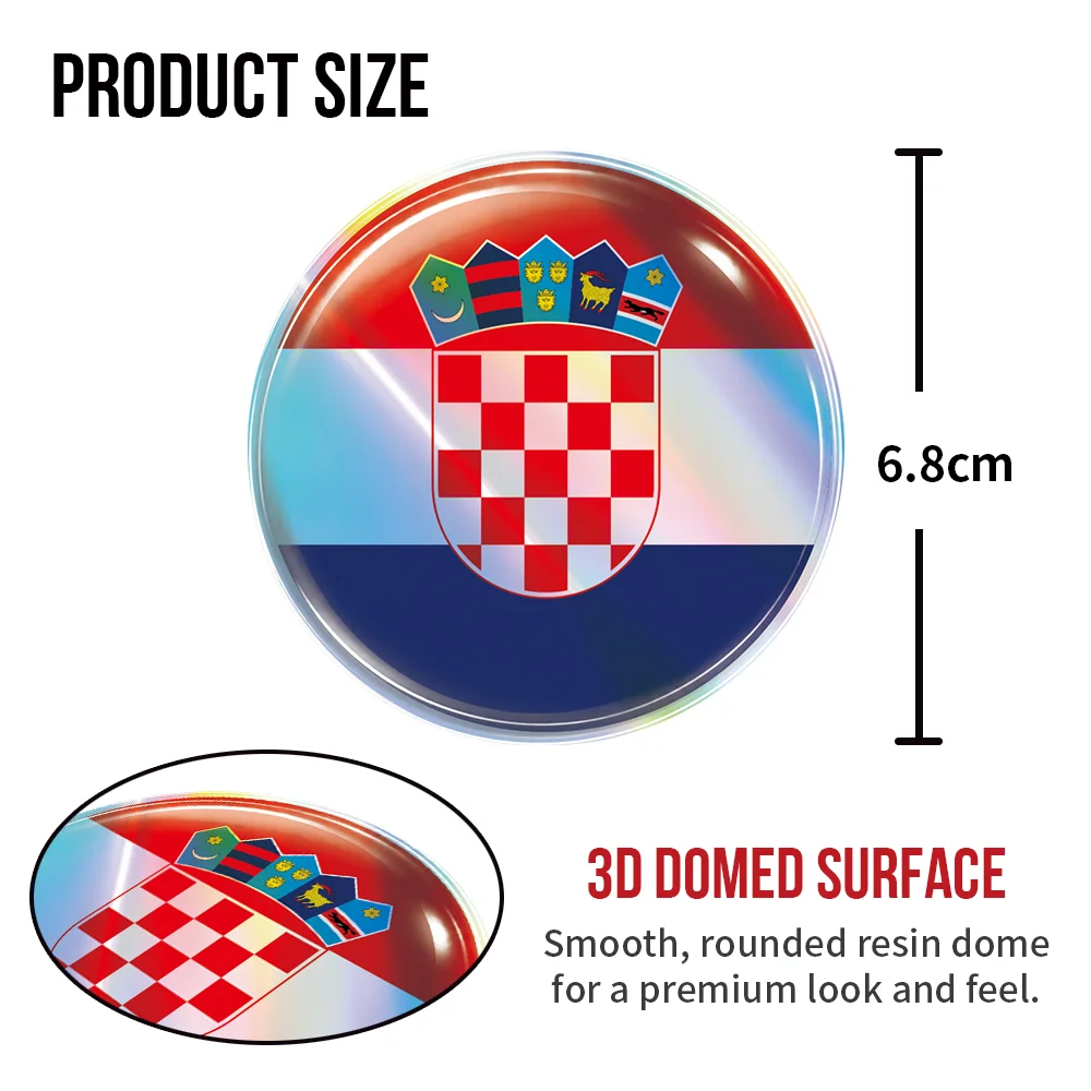Croatian Flag 3D Domed Resin Sticker Croatia Checkerboard Crest Emblem Car Laptop Motorcycle Self Adhesive Decal Auto Decoration
