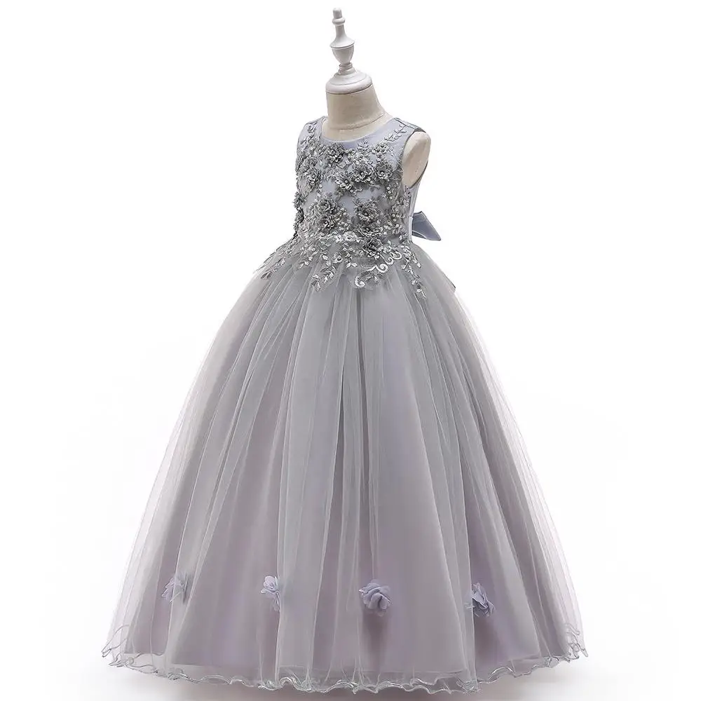 

Princ Sle Long Dr for Girls Children's Wedding Dr Pattern Cusized Flower Embellied Puffy Skirt