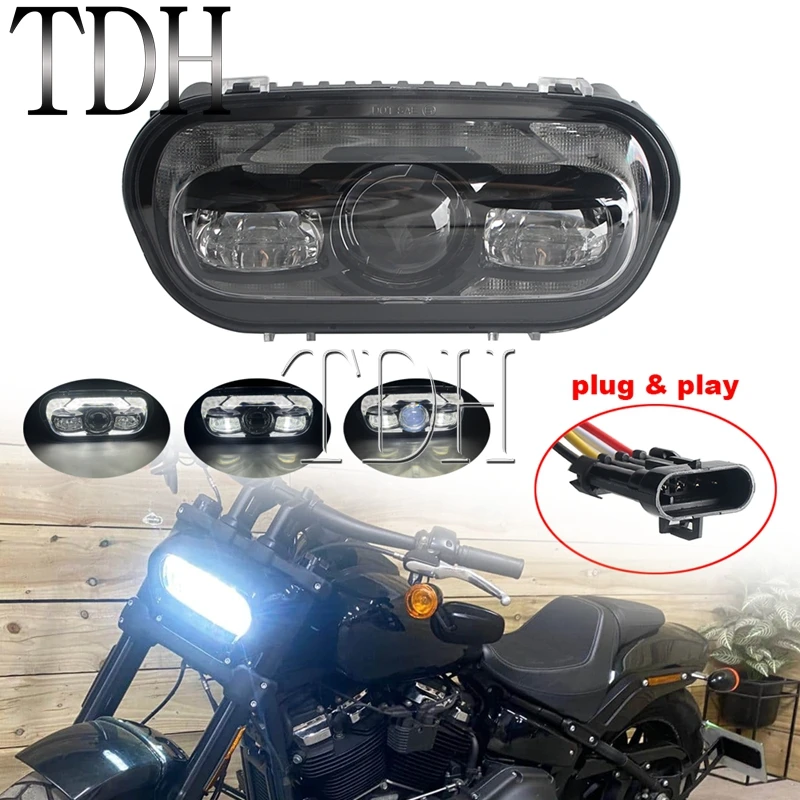 For Harley Softail Fat Bob 114 FXFB FXFBS 2018-2025 Motorcycle LED Headlight Lamp E9 E-Mark Head Light Plug & Play Headlamp