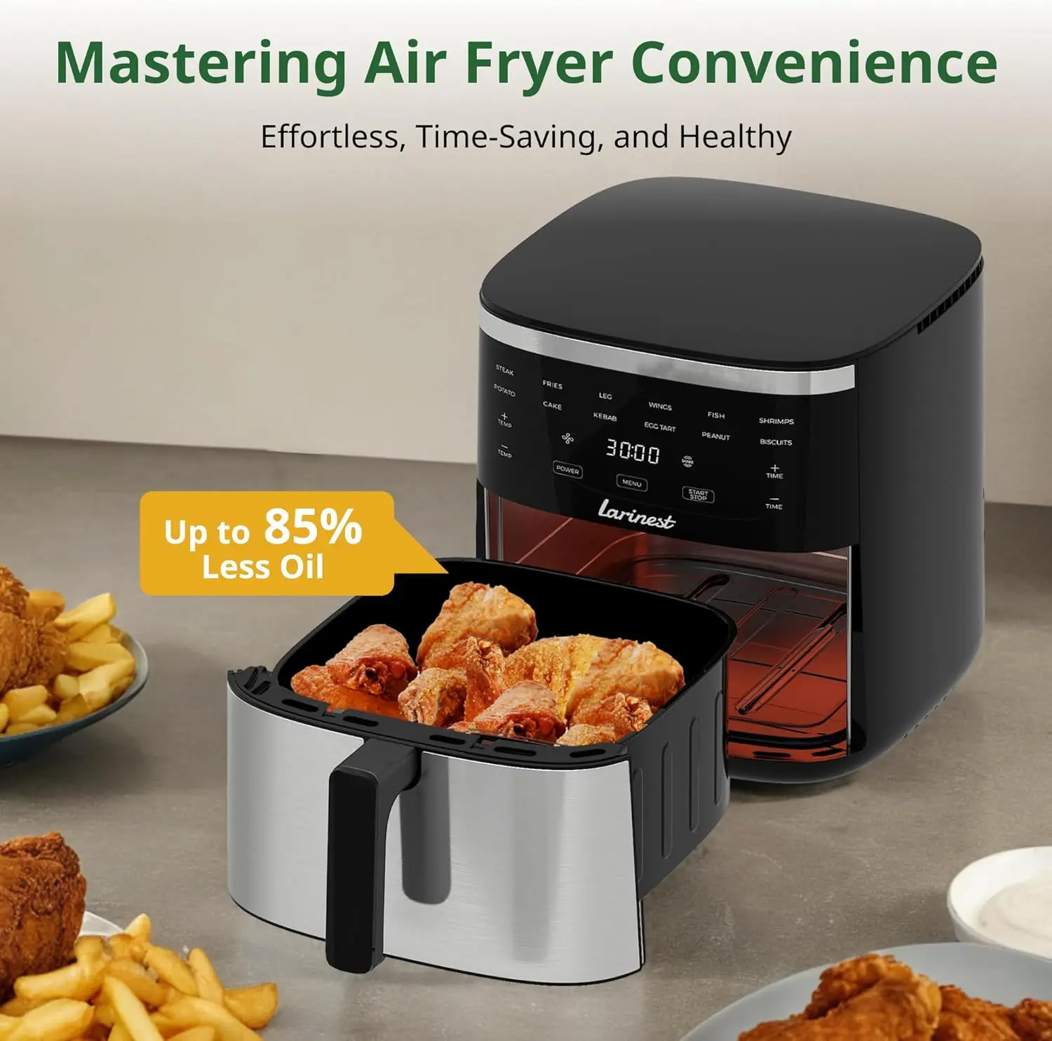 Air Fryer, 7.4-Quart,Crisping, Roasting, Dehydrating, and Reheating Non-Stick,Stainless Steel