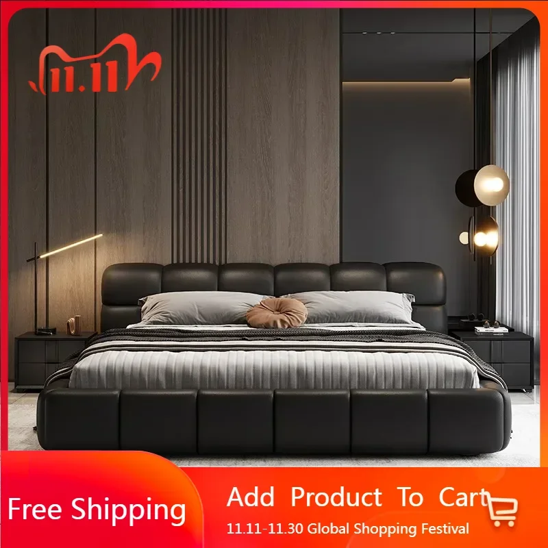 

Nordic European Bed Simple Beauty Modern Storage Minimalist Bed Princess Multifunctional Wood Letto Matrimoniale Salon Furniture
