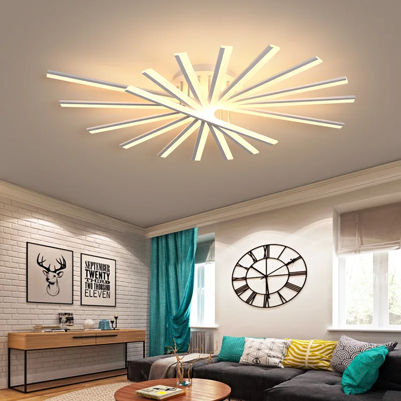 Imagem -02 - Modern Led Lustres Teto Lâmpada Iluminação Interior para Estudo Sala de Estar Quarto Lâmpadas Preto Branco Luminárias de Entrada 90220v