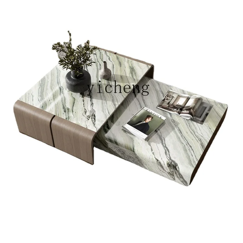 

Zf Minimalist Natural Marble Tea Table Combination Living Room Design High-End Child and Mother Tea Table