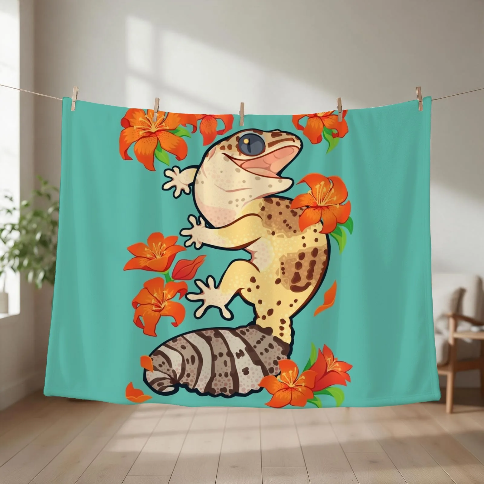 Fire lily gecko Throw Blanket Quilt Furry Blankets For Bed Hairy Blankets