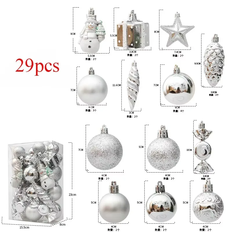 29/36/40pcs Christmas Ball Silver Red Christmas Tree Hanging Pendants Printed Special-shaped Gold Christmas Spheres 2024 New